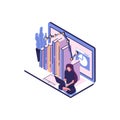 analitycs and data flat style isometric vector illustration design Royalty Free Stock Photo