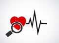 Analizing cardiogram heart concept icon