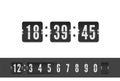 Analog airport board countdown timer with hour or minute. Scoreboard number font. Vector vintage flip clock time counter Royalty Free Stock Photo