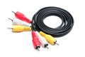 Analog audio video cable of RCA standard on white background Royalty Free Stock Photo