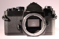 Analog camera body without lens, front view Royalty Free Stock Photo
