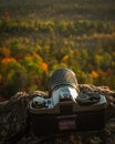 Analog Camera with Kodak film shooting landscape Royalty Free Stock Photo