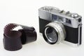 Analog camera and photographic film Royalty Free Stock Photo