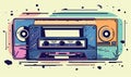 Analog cassette tape with colorful abstract background Creating using generative AI tools Royalty Free Stock Photo