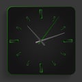 Analog clock with green neon lights Royalty Free Stock Photo