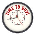 Time to buy! Clock with text Royalty Free Stock Photo