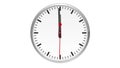 Analog clock on a white background, one minute to twelve hours. Second hand moves exactly one minute