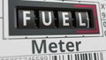 Analog counter displays FUEL text, conceptual 3D rendering