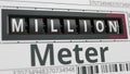 Analog counter or meter with MILLION text. Conceptual 3D rendering