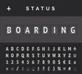 Airport flip board showing flight departure or arrival status boarding . Vector illustration Royalty Free Stock Photo