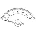 Analog gauge with a needle pointing to a value on a scale Royalty Free Stock Photo