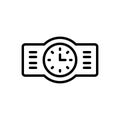 Black line icon for Analog, watch and wristwatch Royalty Free Stock Photo