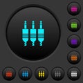 Analog jack connectors dark push buttons with color icons