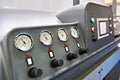 Analog manometers on industrial system Royalty Free Stock Photo