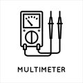 Analog multimeter line icon, tester, measuring instrument in simple style isolated on white background. Measurement of