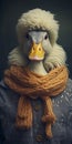 Analog Portrait Of A Duck In Knitwear: A Photographic Masterpiece