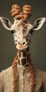 Analog Portrait Of Giraffe With Braided Braids And Trachten