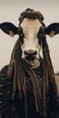 Analog Portrait Of A Stylish Cow In Afrofuturism Dress Royalty Free Stock Photo