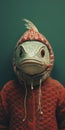 Analog Portrait: Surreal Fish With Braids In Knitwear