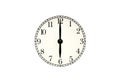 Analog six' clock with clipping path. Royalty Free Stock Photo