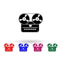 Analog stereo open reel tape deck recorder multi color icon. Simple glyph, flat of music instrument icons for ui and ux,