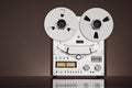 Analog Stereo Open Reel Tape Deck Recorder Vintage Closeup Royalty Free Stock Photo