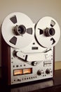 Analog Stereo Open Reel Tape Deck Recorder Vintage Closeup Royalty Free Stock Photo
