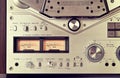 Analog Stereo Open Reel Tape Deck Recorder VU Meter Device Close Royalty Free Stock Photo