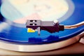 Analog Stereo Turntable Vinyl Blue Record Player Headshell Royalty Free Stock Photo