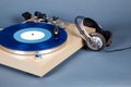 Analog Stereo Turntable Vinyl Record Player with Blue Disk and H