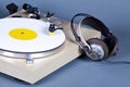 Analog Stereo Turntable Vinyl Record Player with White Disk Royalty Free Stock Photo