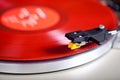 Analog Stereo Turntable Vinyl Red Record Player Headshell Cartri Royalty Free Stock Photo