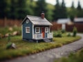 Shrinking reality: capturing the minuscule magic of the tiniest house through analog tilt shift photography Royalty Free Stock Photo