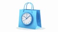 Analog Timer and Blue Shopping Bag with Text - Modern and Professional Image