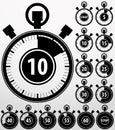 Analog timer icons set, vector