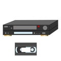 An analog VCR and videotape next to it Royalty Free Stock Photo