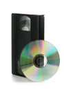 Analog video cassette with DVD disc Royalty Free Stock Photo