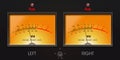 Analog VU meter with peak LED. Decibel power level