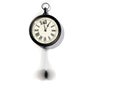 Analog wall Clock with motion blurred swinging pendulum.