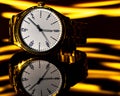 Close Up of Analog Watch with Reflection.