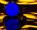 Close Up of Analog Watch with Reflection.