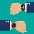 Analog watch and smart watch on businessman s hand