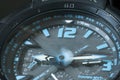 Analog wrist watch closeup with minute pointer in movement, Time flies concept.