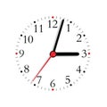 Analogue clock face dial black red finger isolated Royalty Free Stock Photo