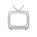 Analogue retro TV with antenna and plastic body. Outline. Vector illustration. Television box for news and show translation