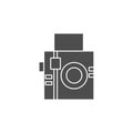analogue square camera flat style black solid icon for photographer vector illustration