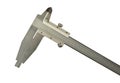 Analogue vernier calliper made of stainless steel for precise measurements, isolated on white background