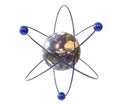 Analogy of the earth and the atom, 3d illustration