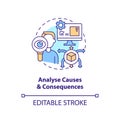 Analyse causes and consequences concept icon