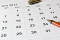 Analysis of a calendar May Royalty Free Stock Photo